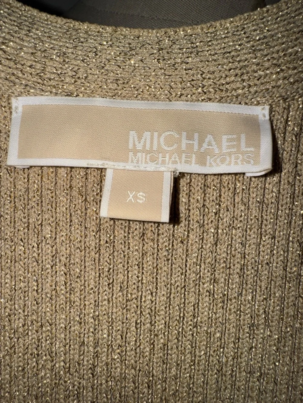 Michael Kors Ribbed V-Neck Sleeveless Midi Dress in Beige - Picture 7 of 7